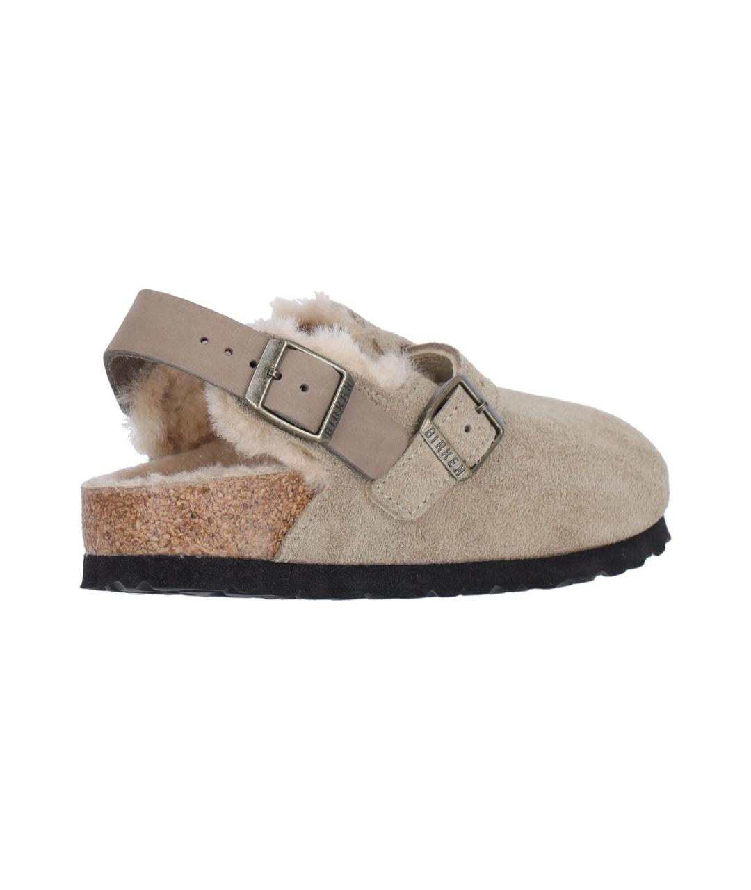 BIRKENSTOCK Бежевые нубуковые сабо, фото 4