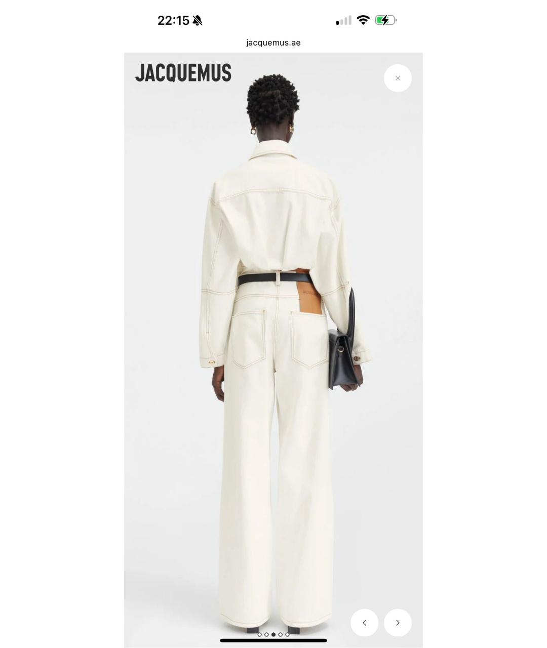 JACQUEMUS Белые хлопковые прямые джинсы, фото 2