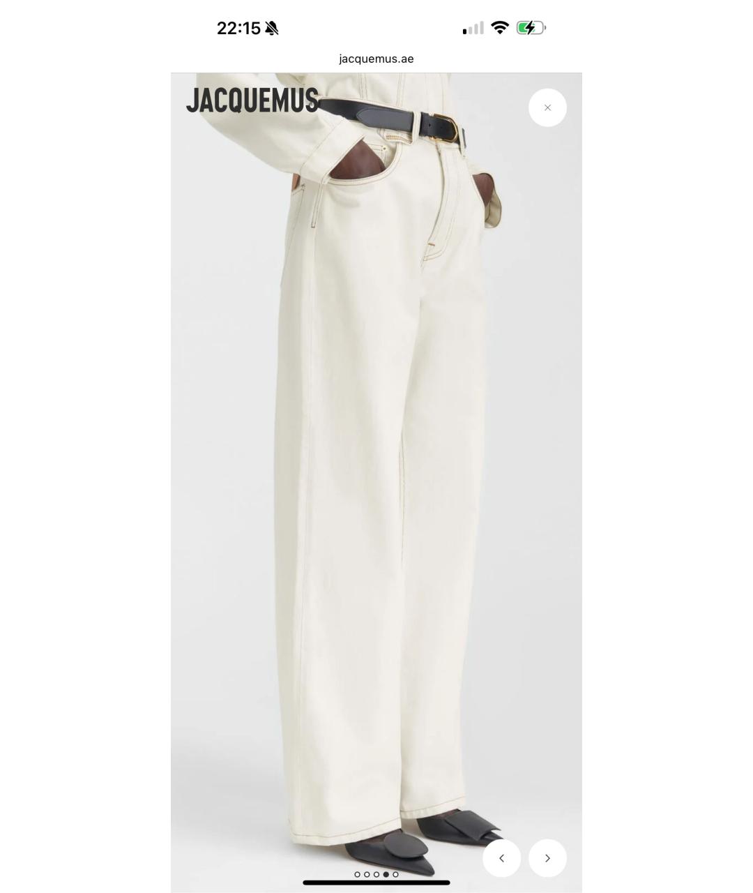 JACQUEMUS Белые хлопковые прямые джинсы, фото 3