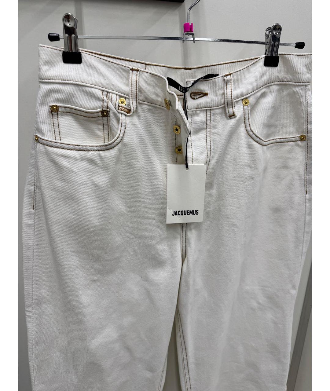 JACQUEMUS Белые хлопковые прямые джинсы, фото 4