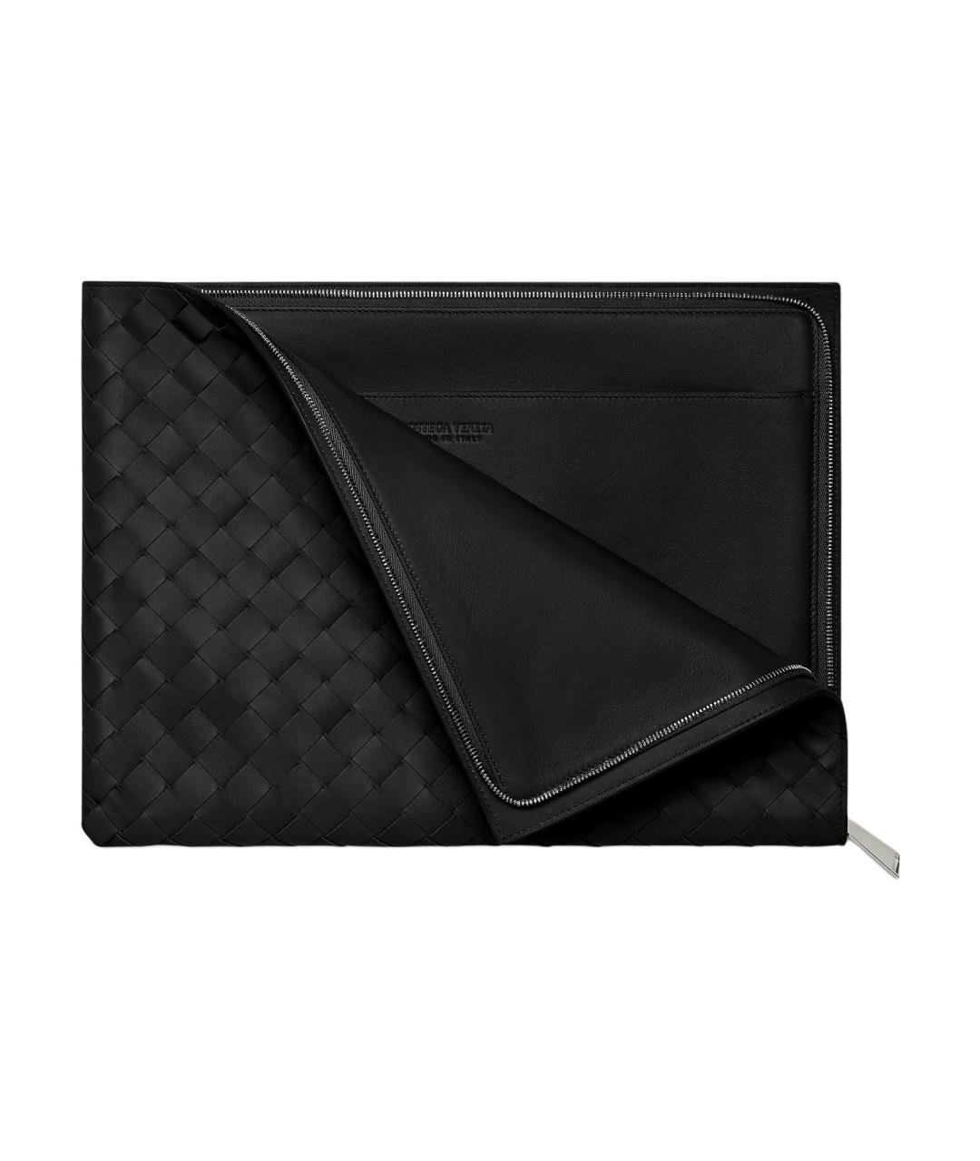 BOTTEGA VENETA Черная кожаная папка для документов, фото 5