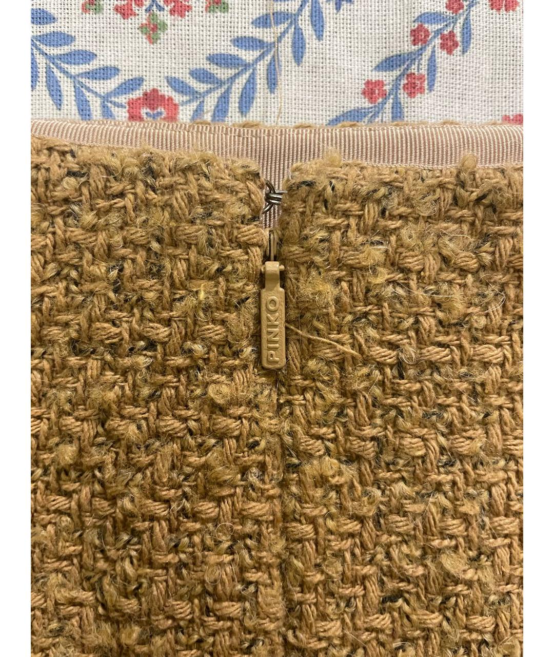 PINKO Коричневая хлопковая юбка мини, фото 4