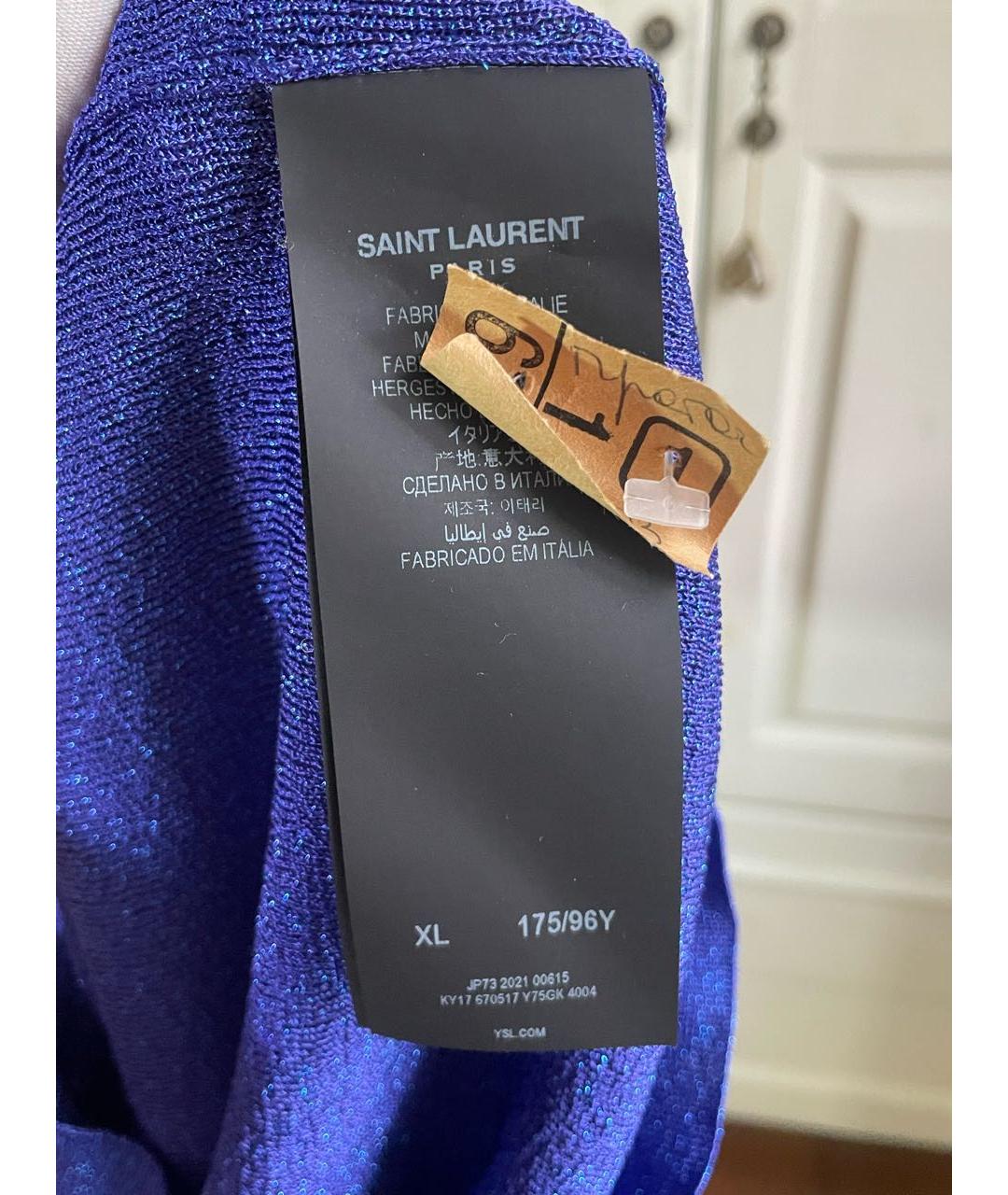 SAINT LAURENT Синяя вискозная водолазка, фото 6