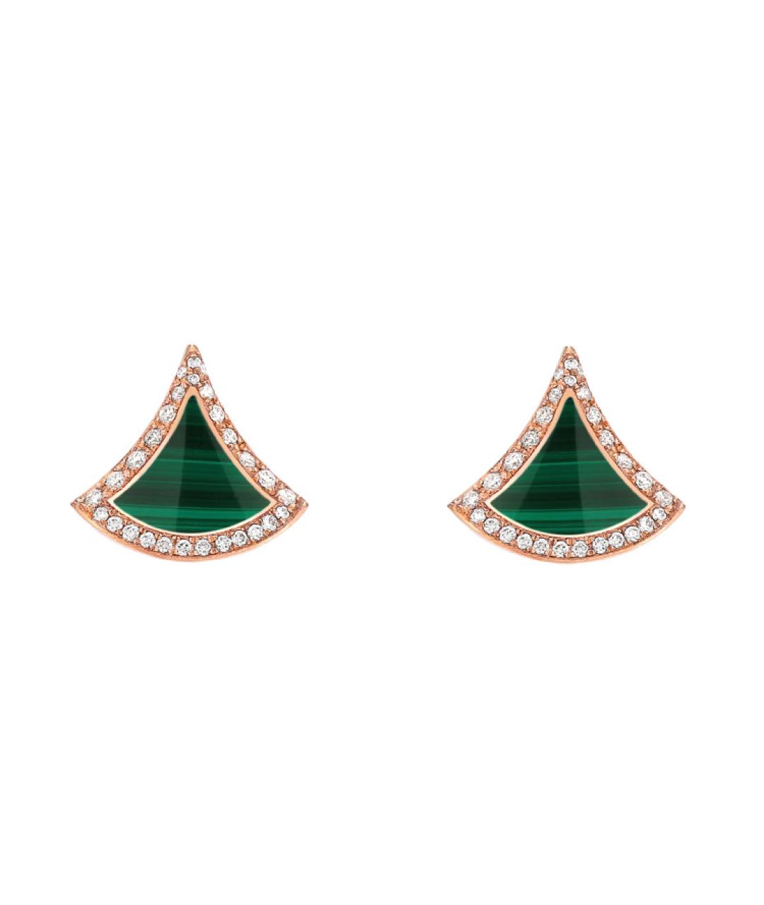 BVLGARI Зеленые серьги из розового золота, фото 2