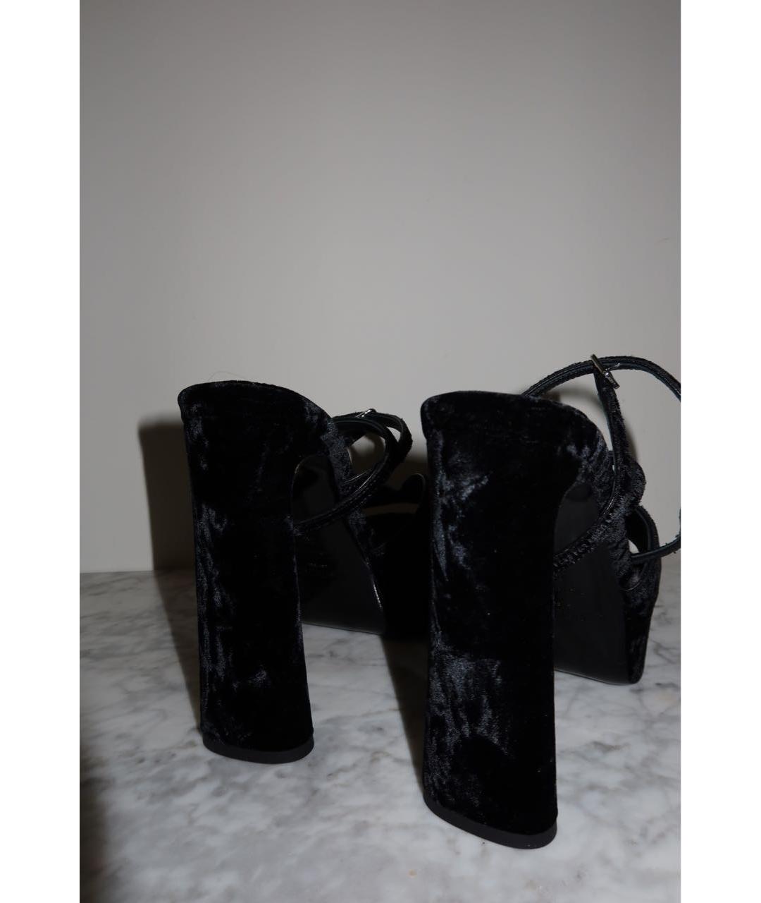 JIMMY CHOO Черные бархатные босоножки, фото 5
