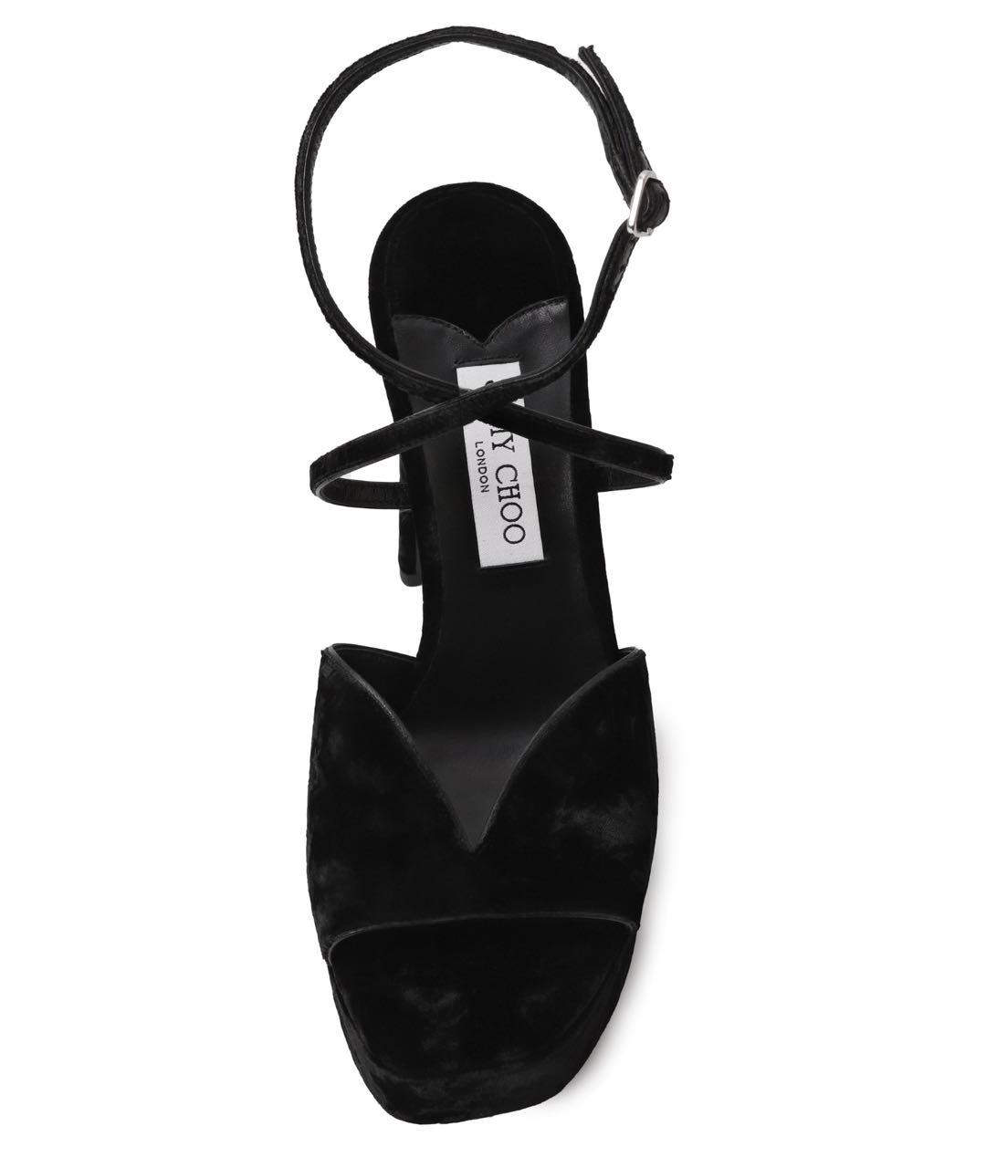 JIMMY CHOO Черные бархатные босоножки, фото 2