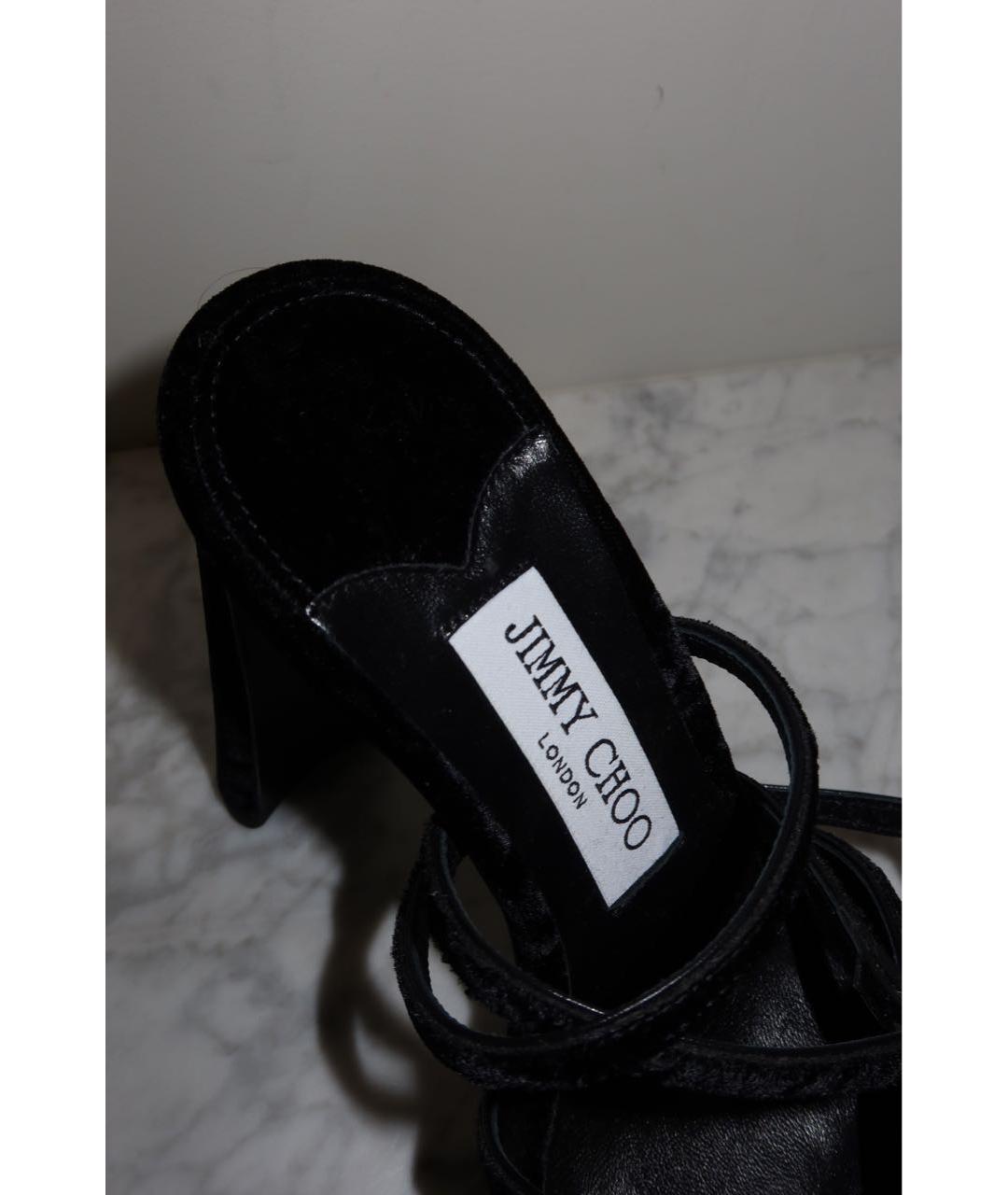 JIMMY CHOO Черные бархатные босоножки, фото 7