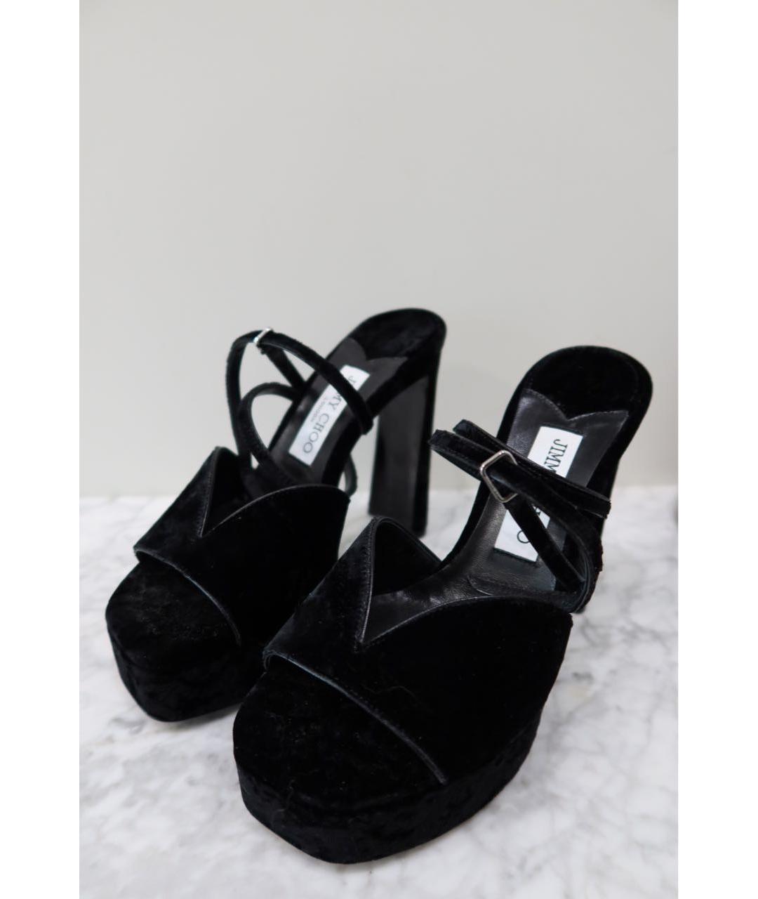 JIMMY CHOO Черные бархатные босоножки, фото 3