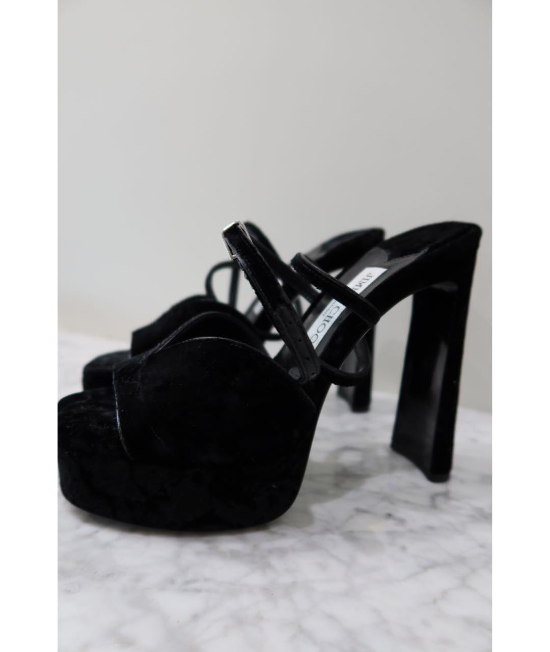 JIMMY CHOO Черные бархатные босоножки, фото 4