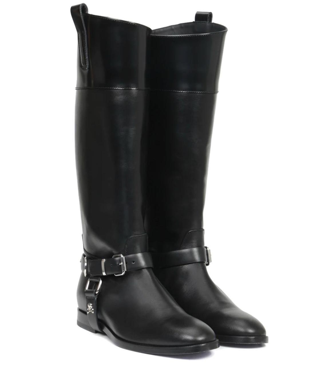 PHILIPP PLEIN Черные кожаные сапоги, фото 8