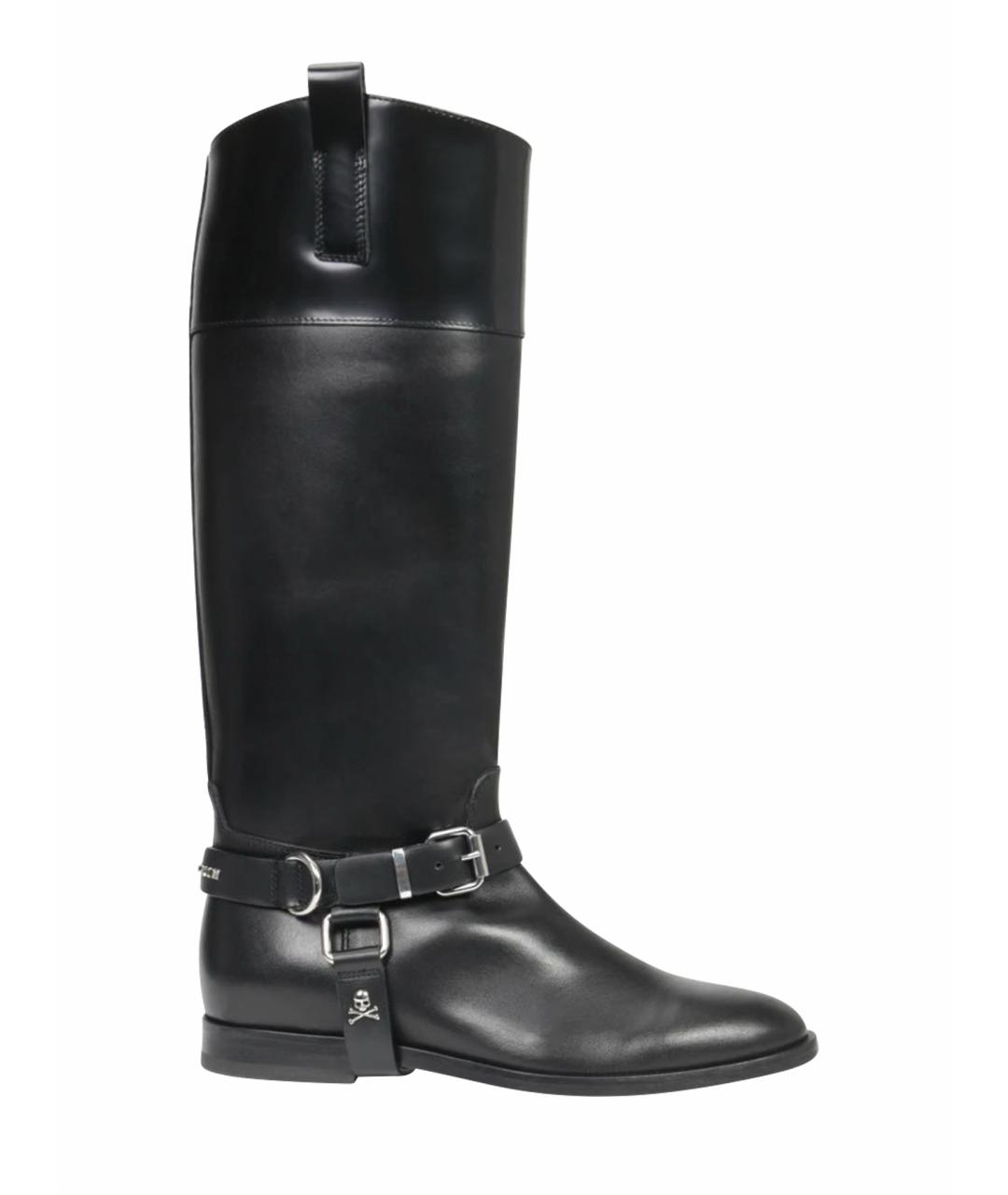 PHILIPP PLEIN Черные кожаные сапоги, фото 1