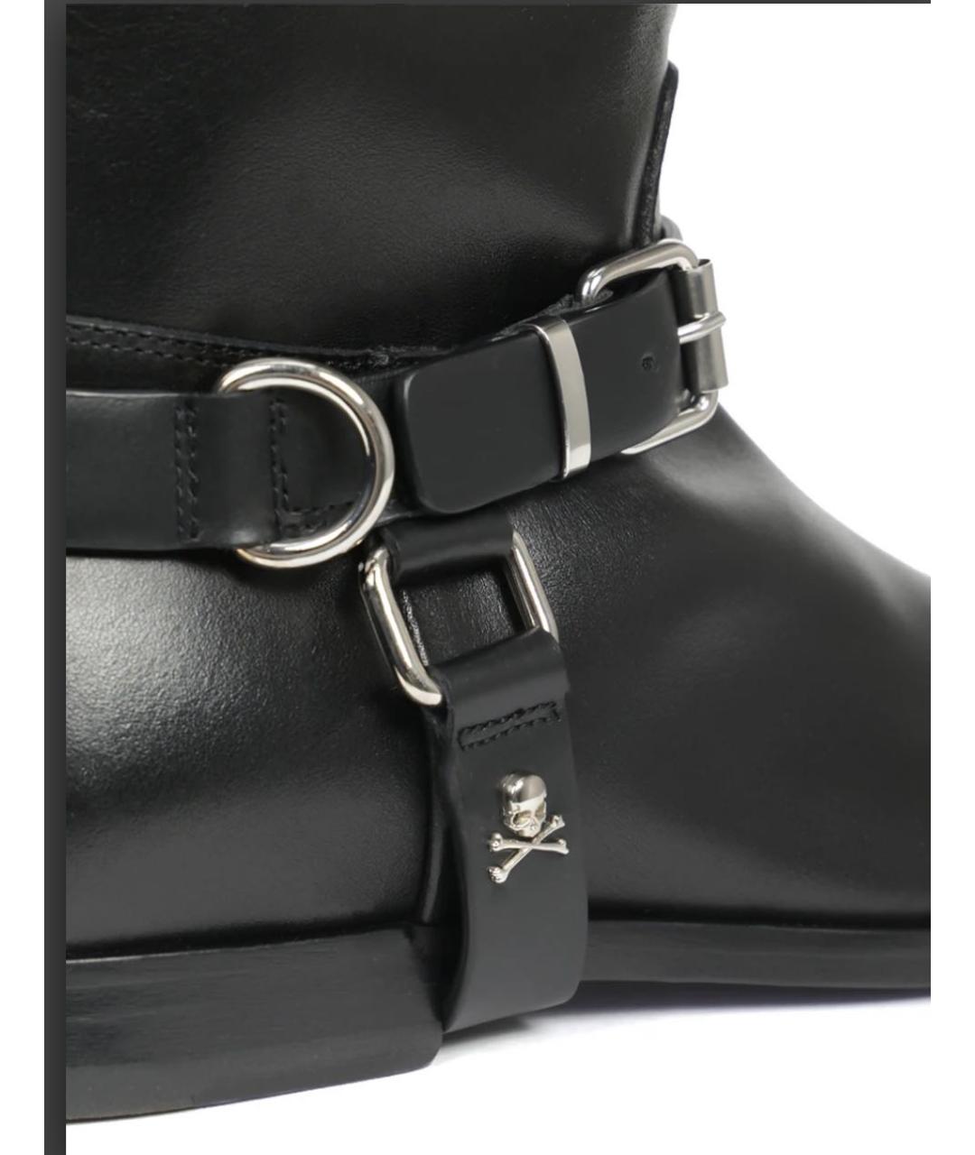 PHILIPP PLEIN Черные кожаные сапоги, фото 5