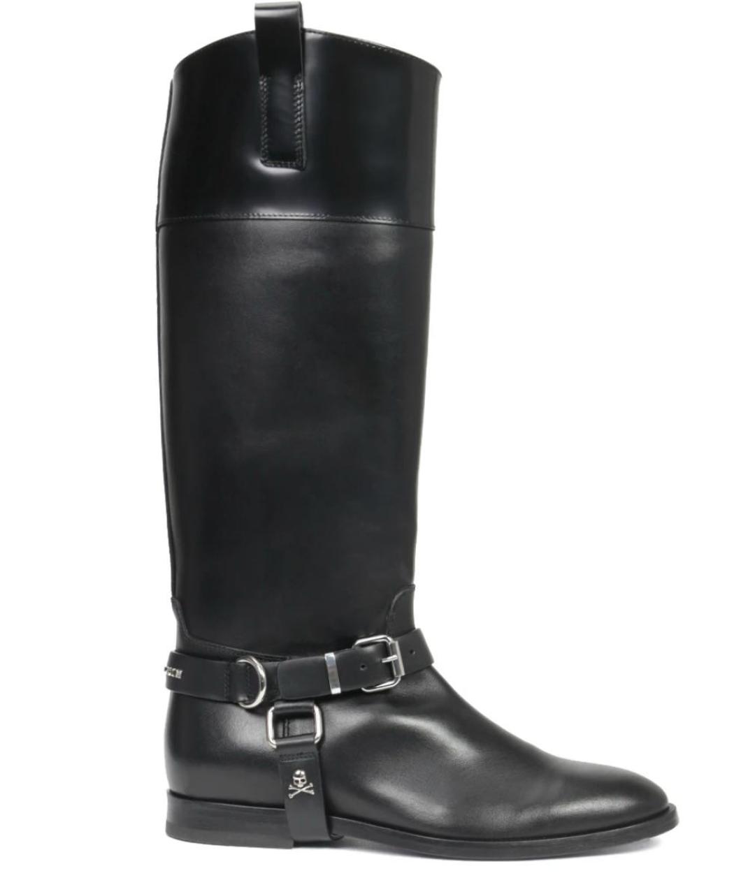 PHILIPP PLEIN Черные кожаные сапоги, фото 6