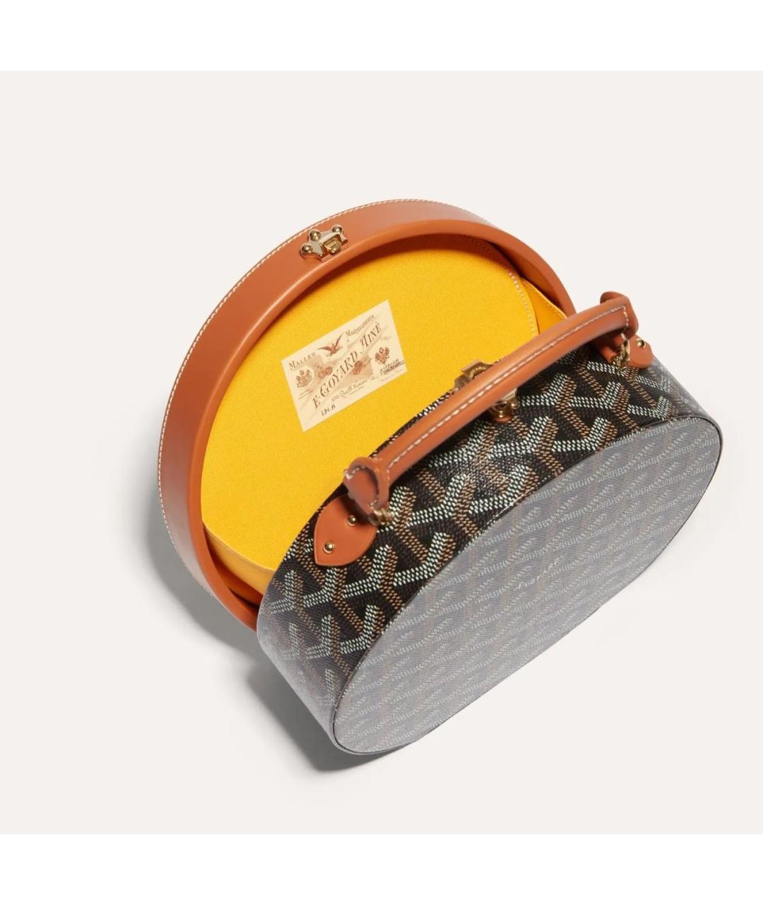 GOYARD Коричневая кожаная сумка с короткими ручками, фото 4