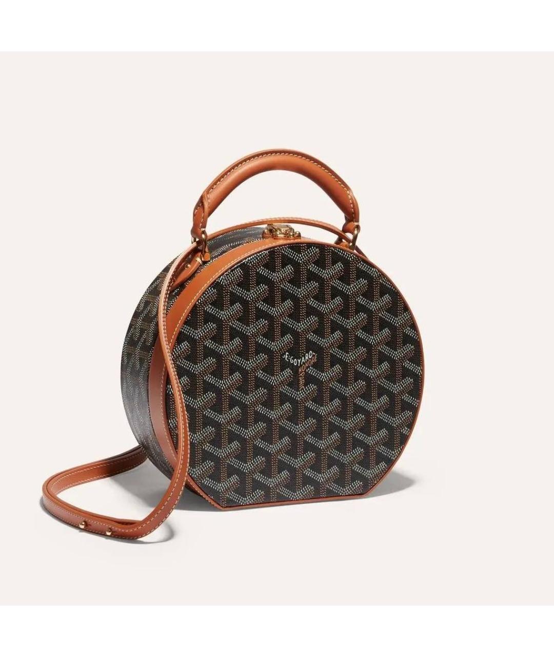 GOYARD Коричневая кожаная сумка с короткими ручками, фото 5