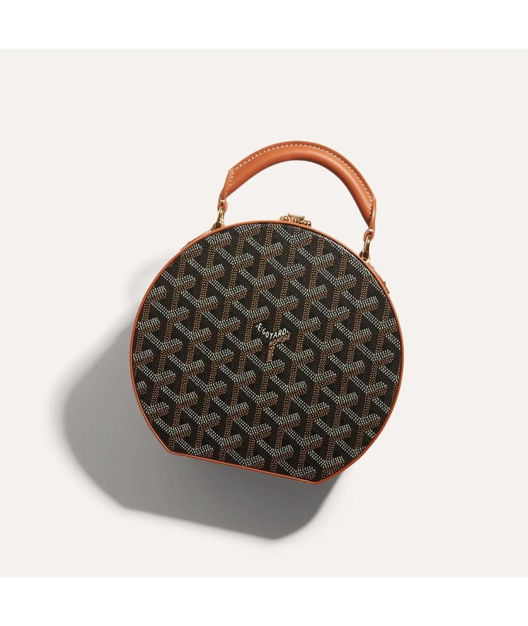 GOYARD Коричневая кожаная сумка с короткими ручками, фото 2
