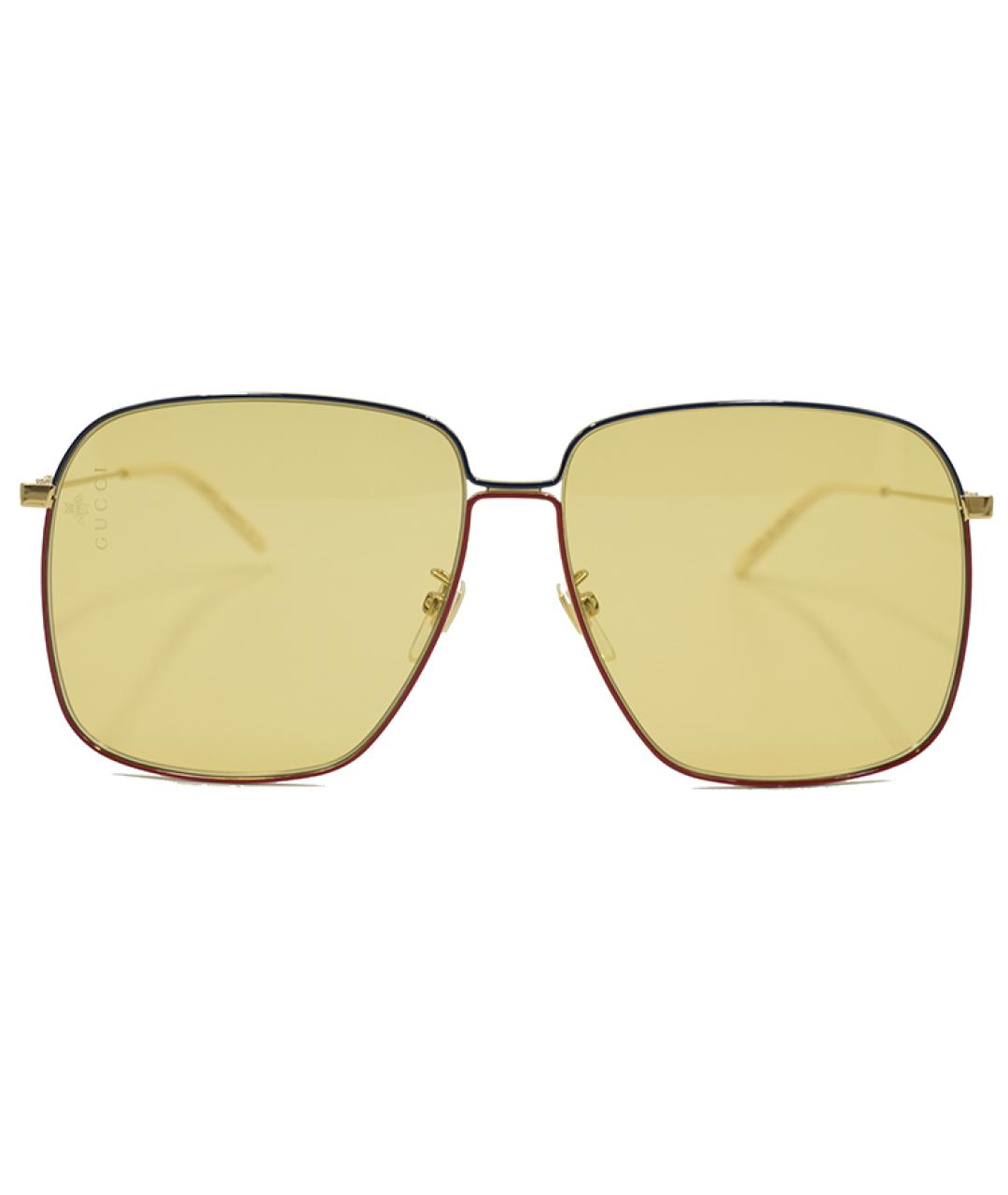 GUCCI Золотые металлические солнцезащитные очки, фото 1