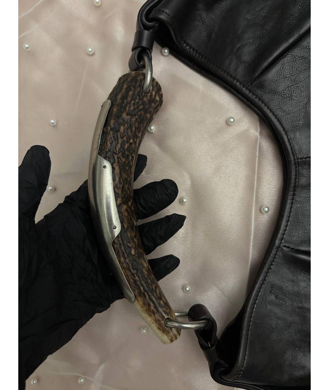 SAINT LAURENT Черная кожаная сумка с короткими ручками, фото 2