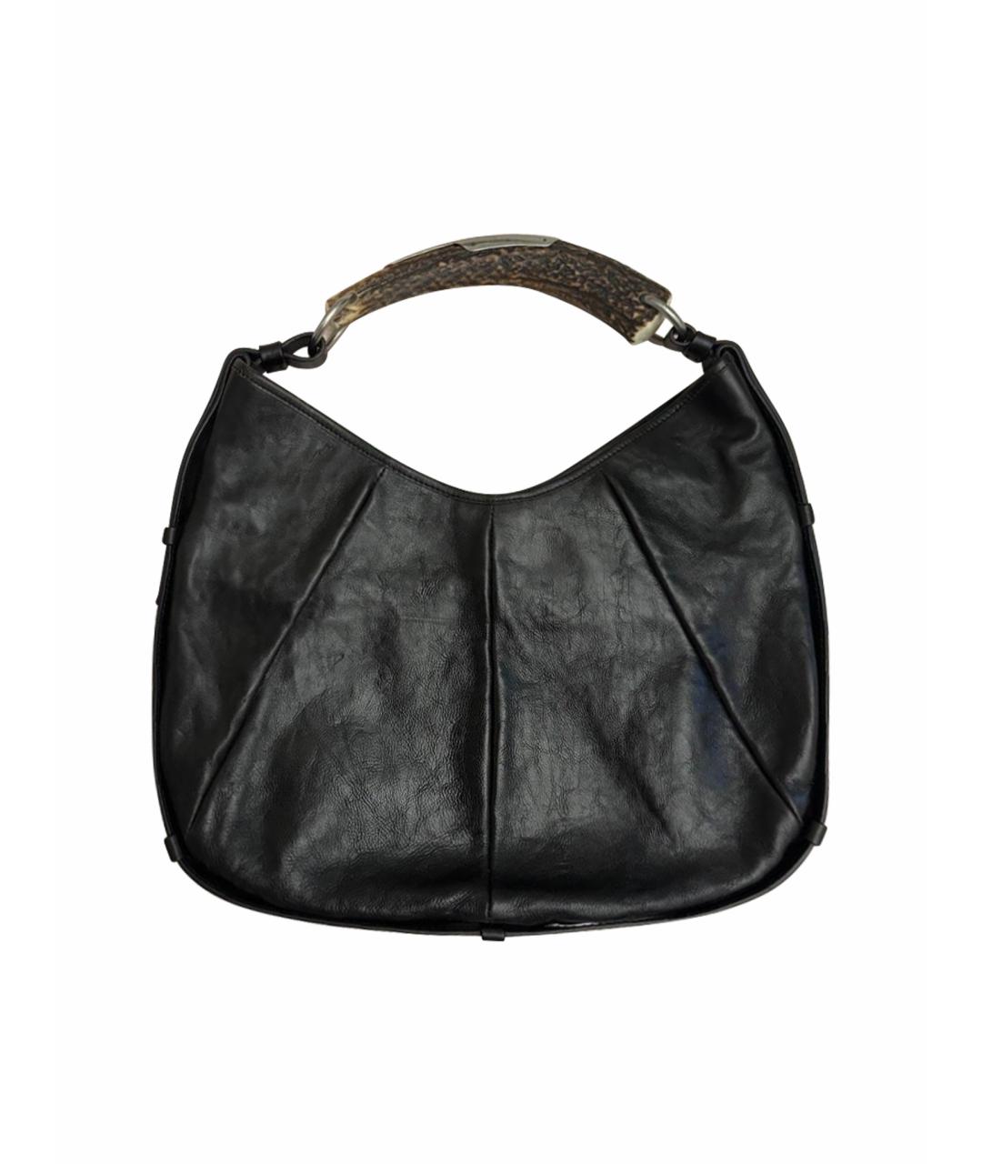 SAINT LAURENT Черная кожаная сумка с короткими ручками, фото 1