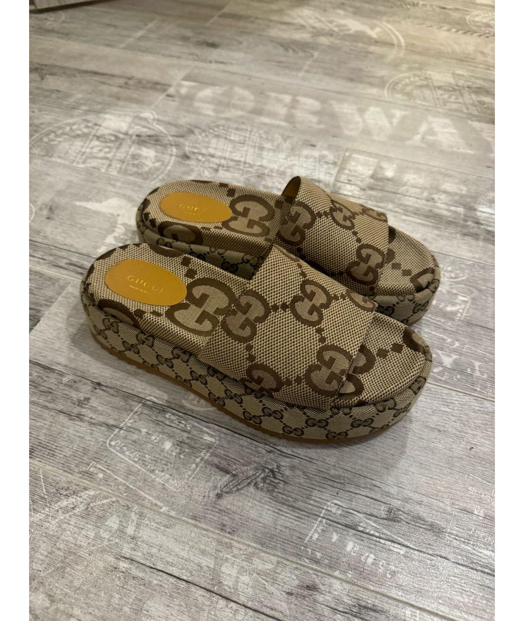 GUCCI Коричневые шлепанцы, фото 3