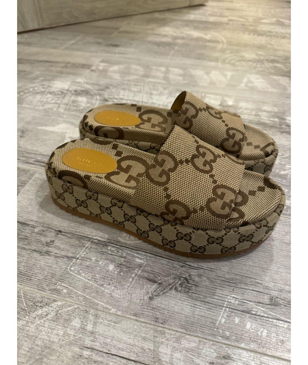 GUCCI Коричневые шлепанцы, фото 6