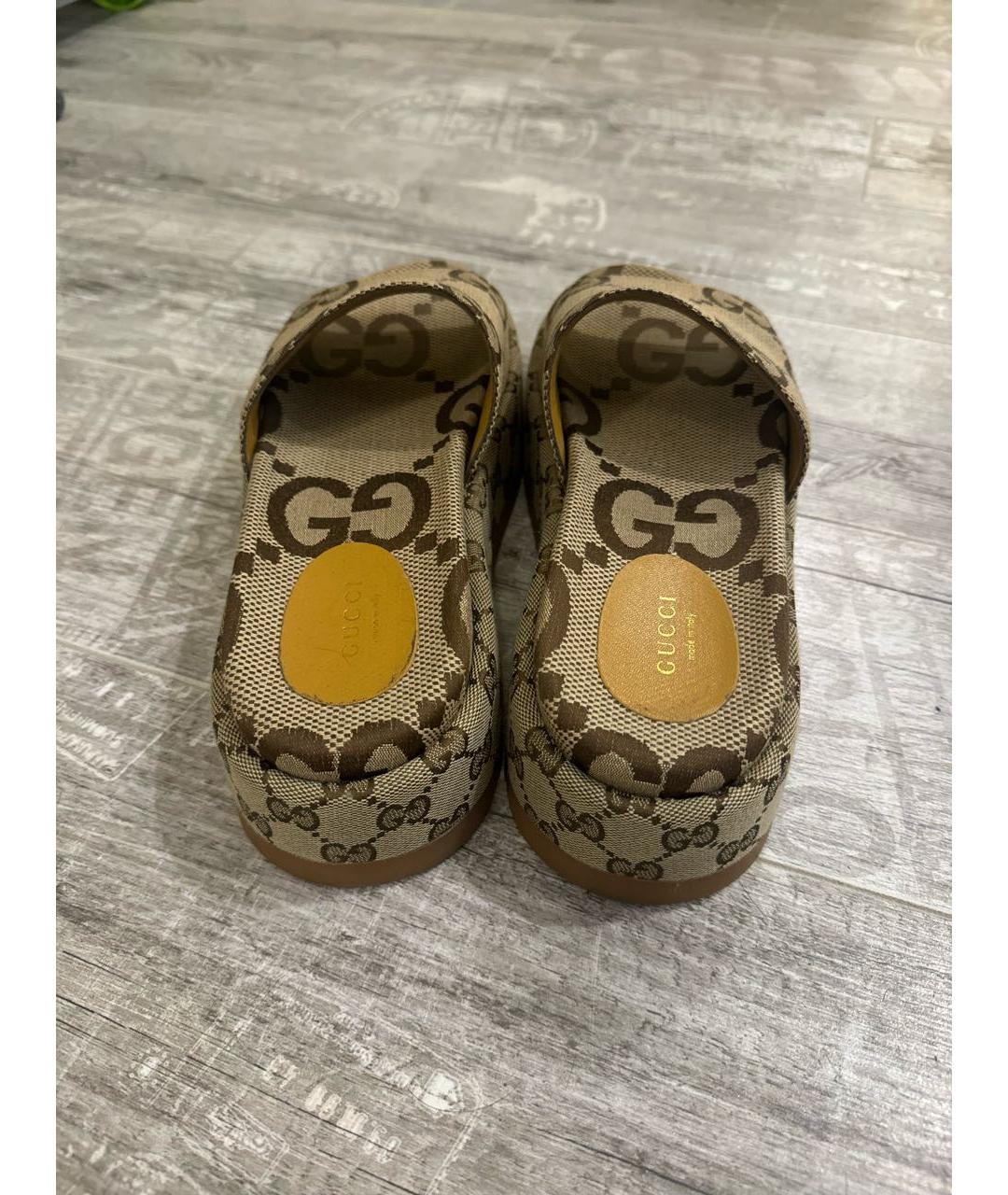 GUCCI Коричневые шлепанцы, фото 4