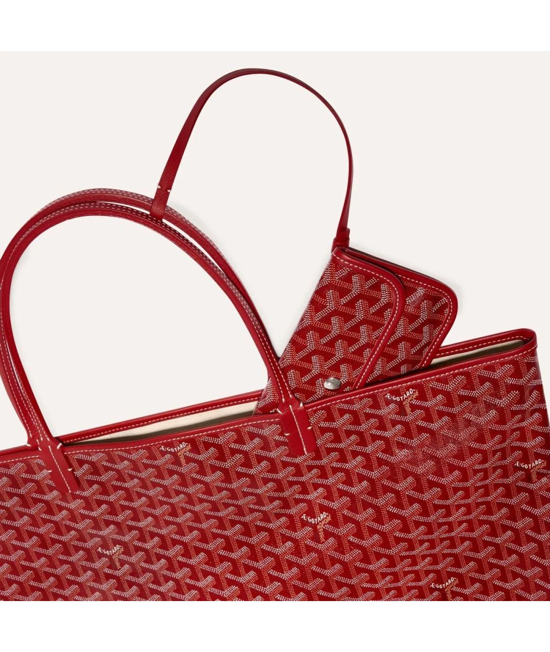 GOYARD Красная кожаная сумка тоут, фото 4