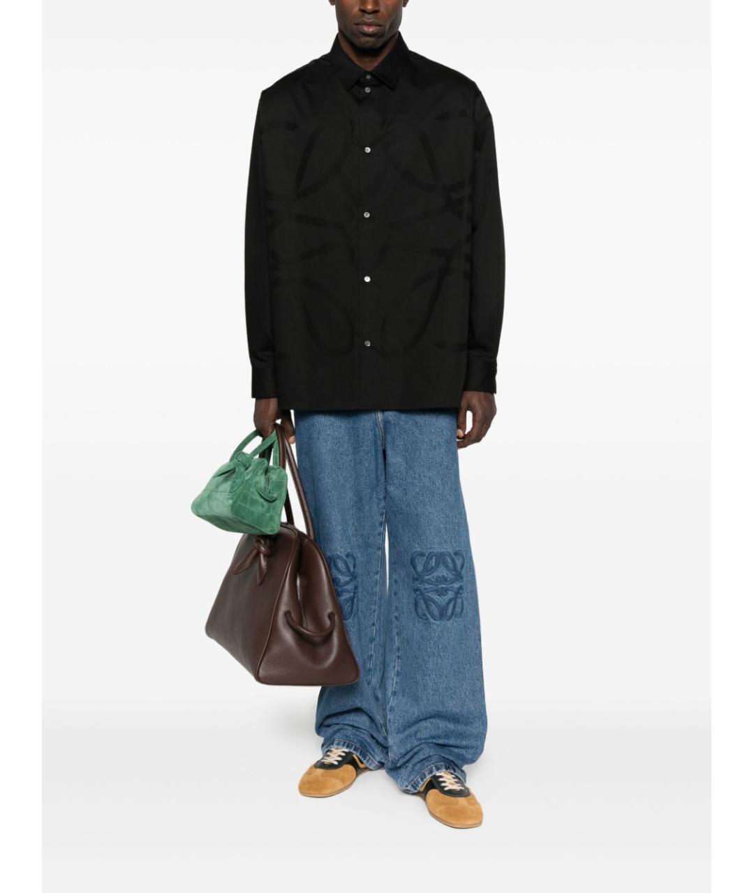 LOEWE Черная хлопковая кэжуал рубашка, фото 3