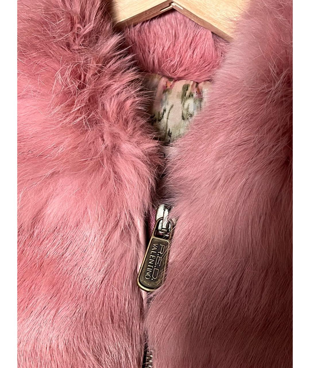 RED VALENTINO Розовая меховая шуба, фото 4
