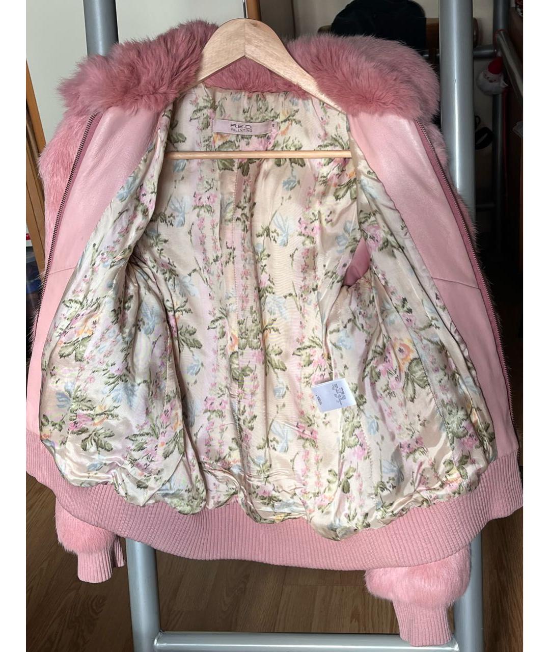 RED VALENTINO Розовая меховая шуба, фото 3