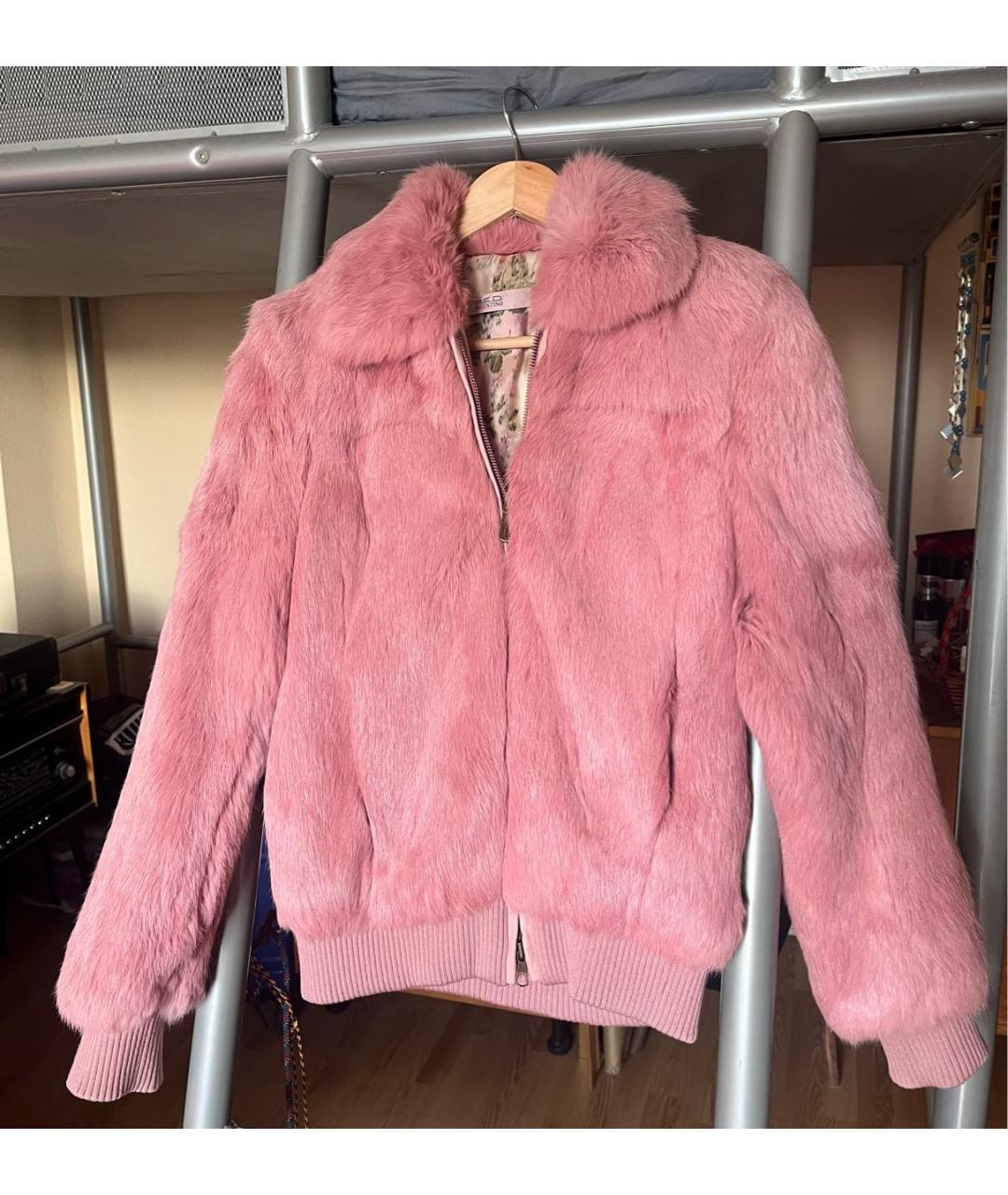 RED VALENTINO Розовая меховая шуба, фото 8