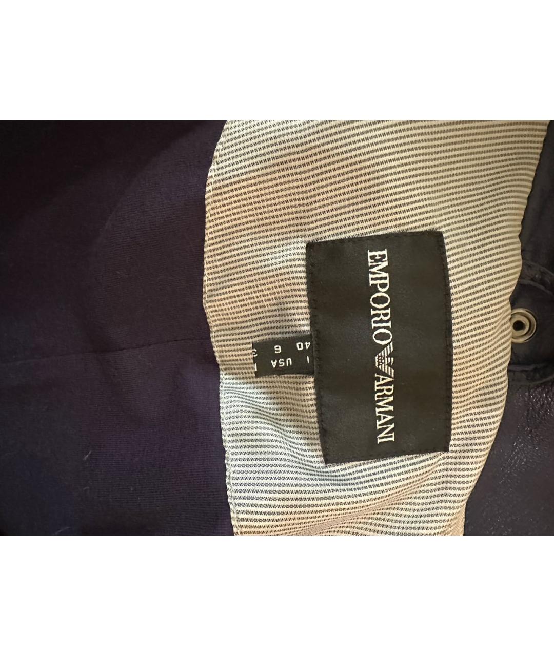 EMPORIO ARMANI Темно-синяя кожаная куртка, фото 3