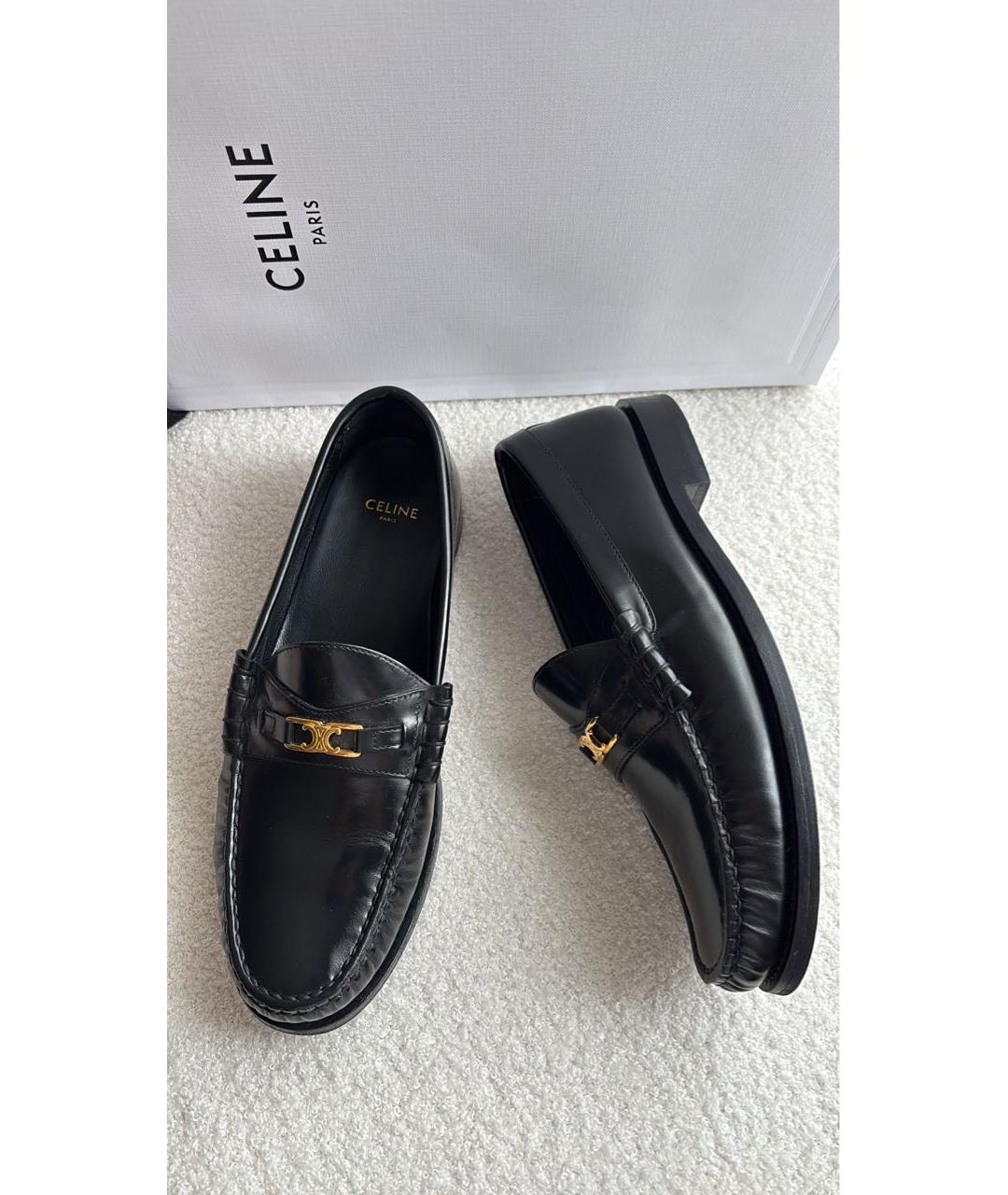 CELINE Черные кожаные лоферы, фото 8
