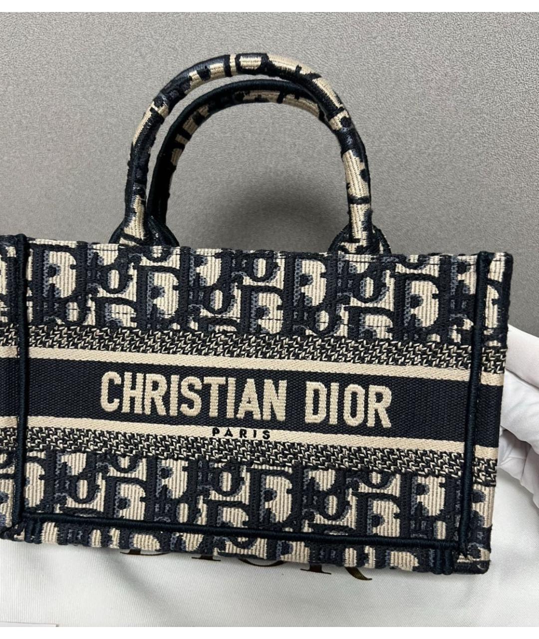 CHRISTIAN DIOR Темно-синяя тканевая сумка тоут, фото 2