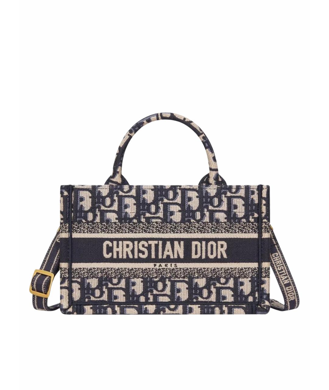 CHRISTIAN DIOR Темно-синяя тканевая сумка тоут, фото 1