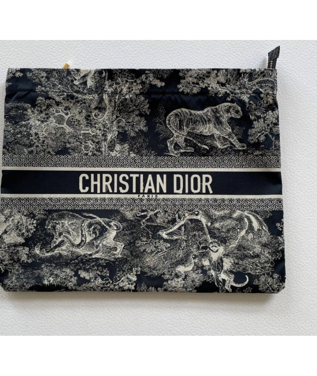 CHRISTIAN DIOR Темно-синяя тканевая папка для документов, фото 3