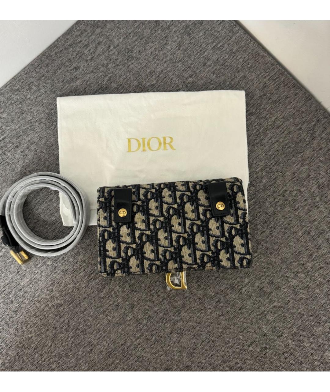 CHRISTIAN DIOR Темно-синяя тканевая поясная сумка, фото 3