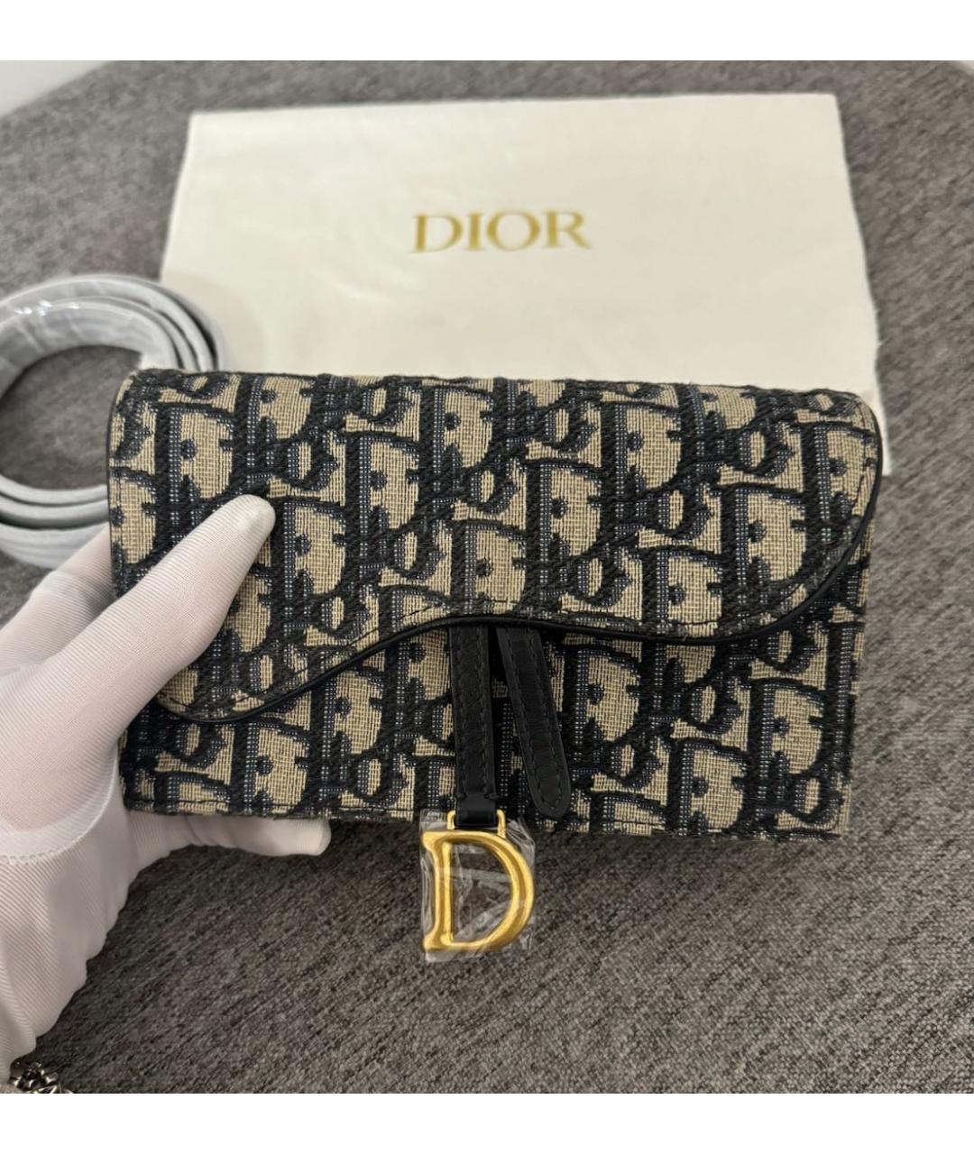 CHRISTIAN DIOR Темно-синяя тканевая поясная сумка, фото 5
