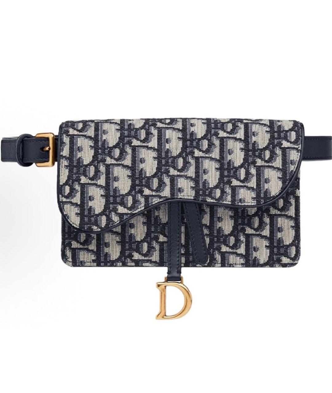 CHRISTIAN DIOR Темно-синяя тканевая поясная сумка, фото 1