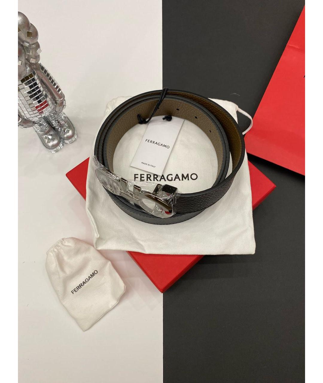FERRAGAMO Черный кожаный ремень, фото 2