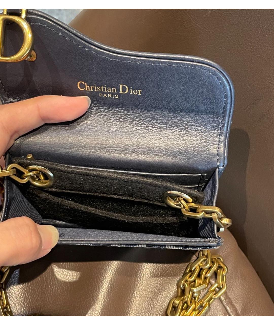 CHRISTIAN DIOR Темно-синяя тканевая сумка через плечо, фото 3