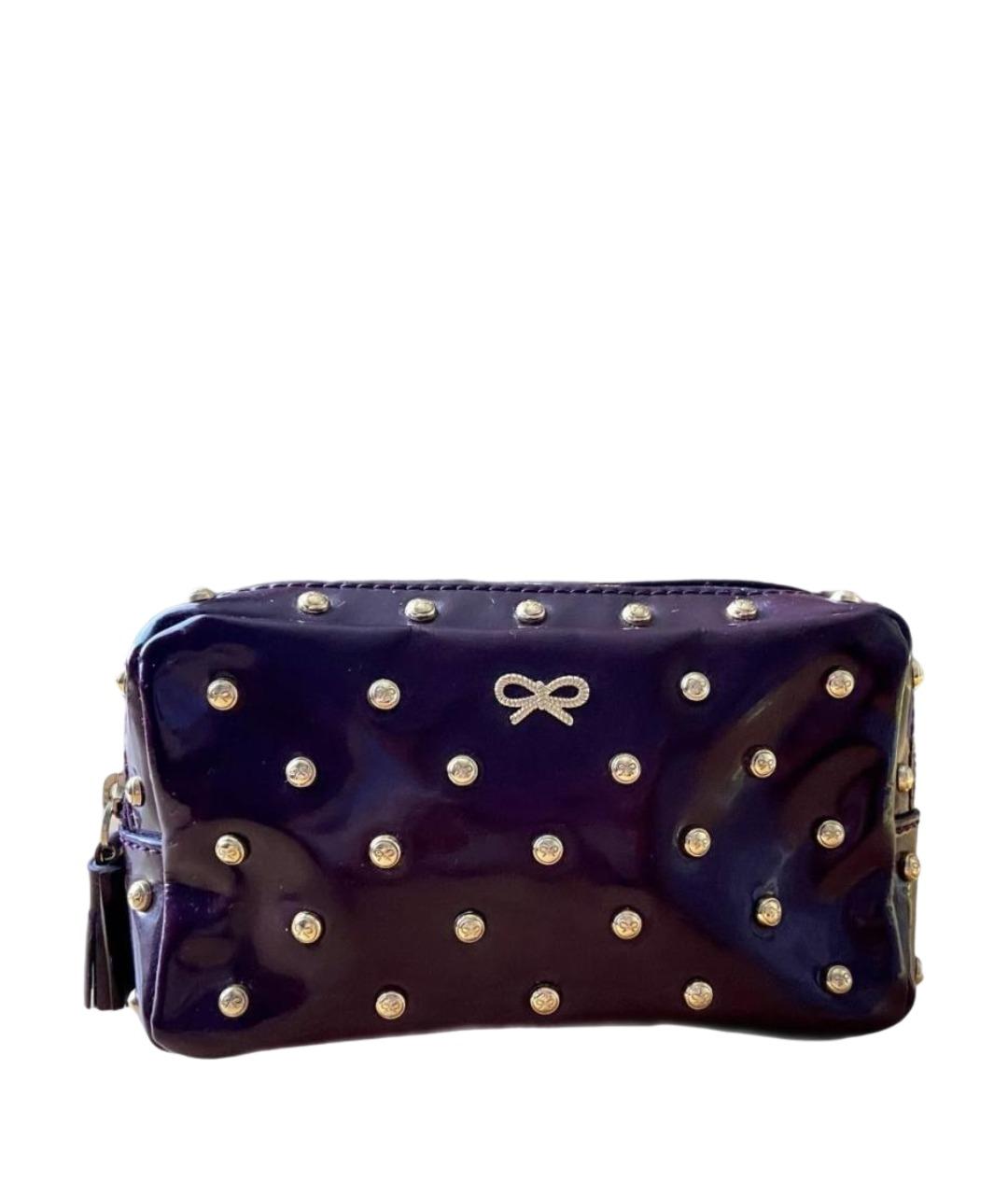 ANYA HINDMARCH Бордовая косметичка из лакированной кожи, фото 1