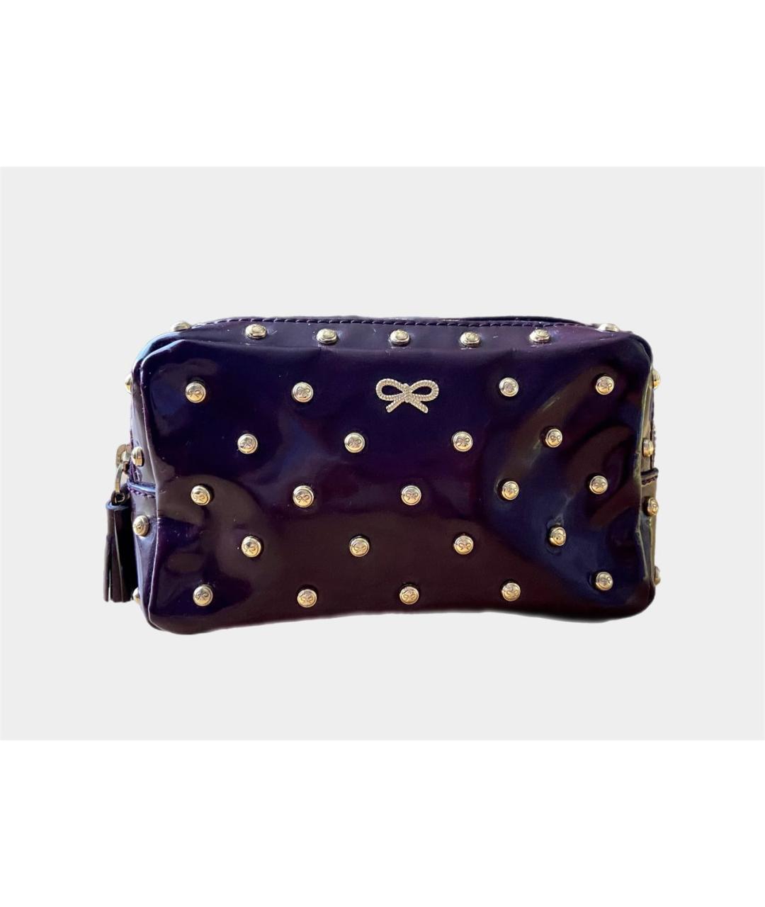 ANYA HINDMARCH Бордовая косметичка из лакированной кожи, фото 9