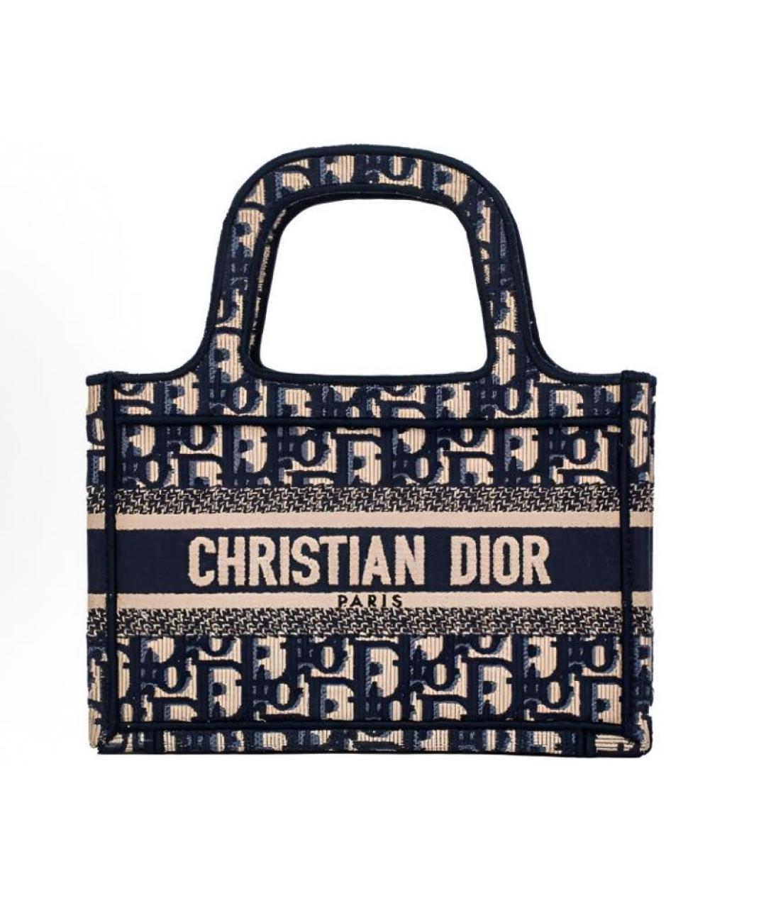 CHRISTIAN DIOR Темно-синяя тканевая сумка тоут, фото 1