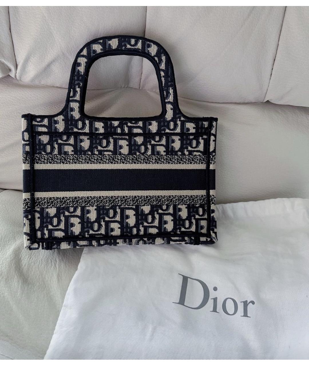 CHRISTIAN DIOR Темно-синяя тканевая сумка тоут, фото 3