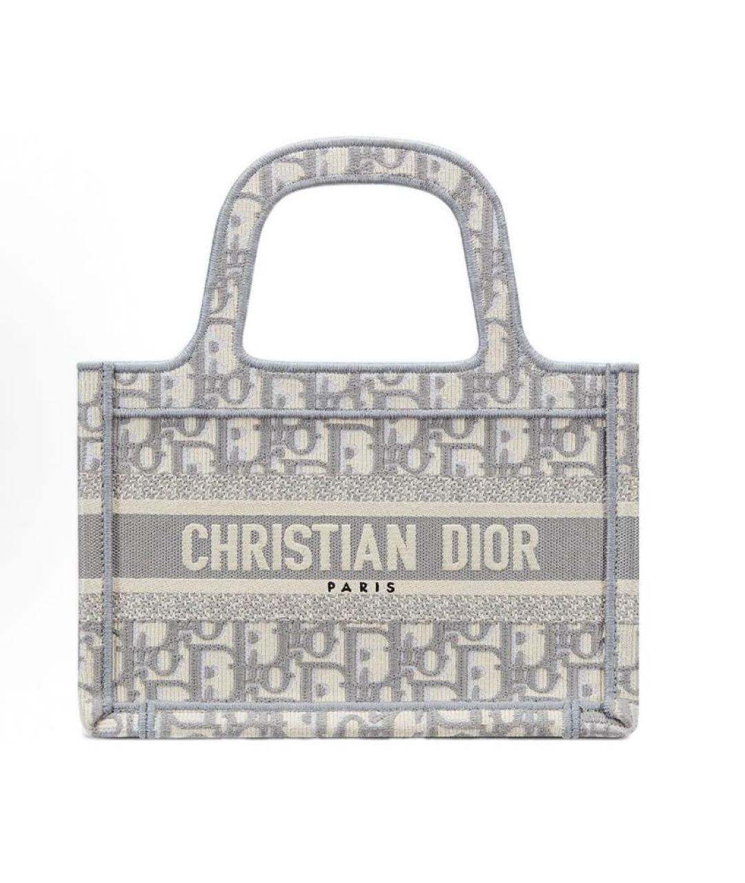 CHRISTIAN DIOR Серая тканевая сумка тоут, фото 1