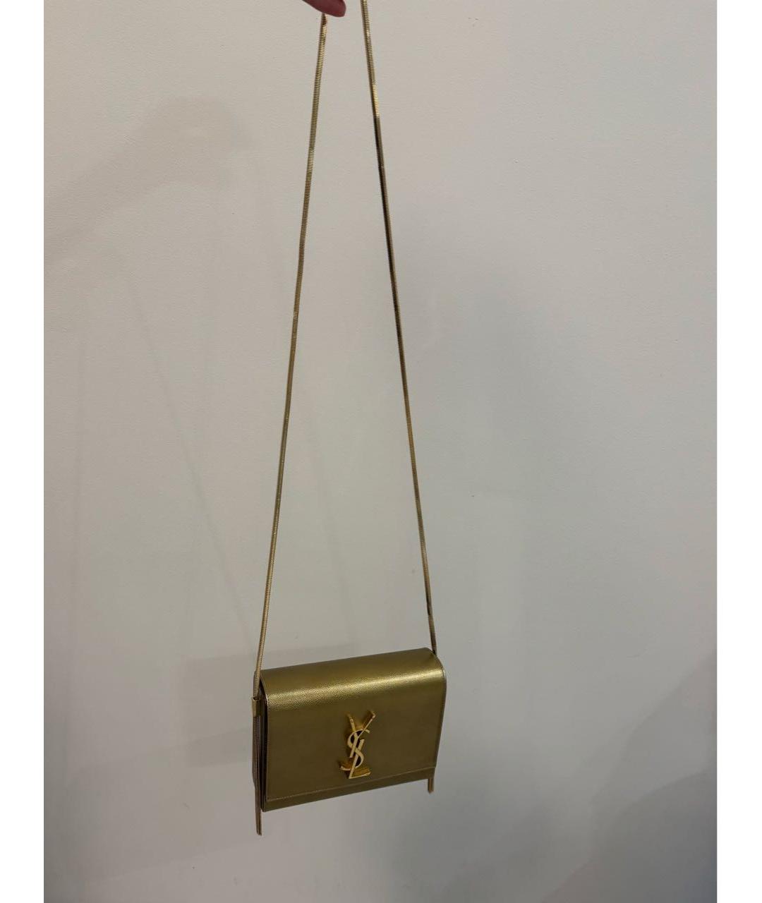 SAINT LAURENT Золотая кожаная сумка через плечо, фото 8