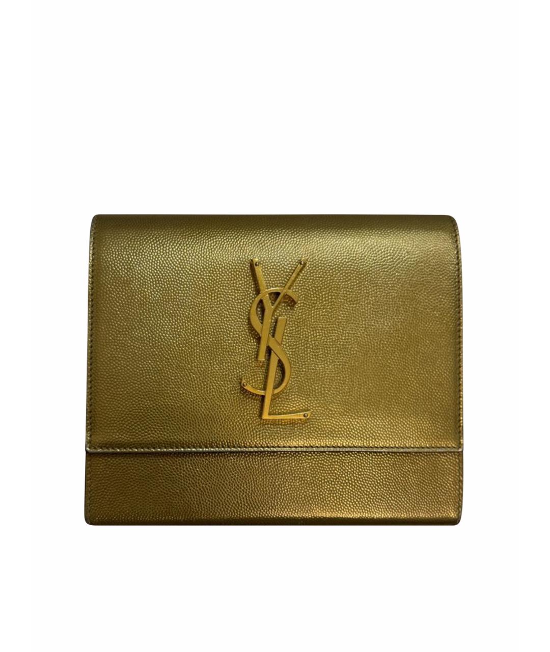 SAINT LAURENT Золотая кожаная сумка через плечо, фото 9