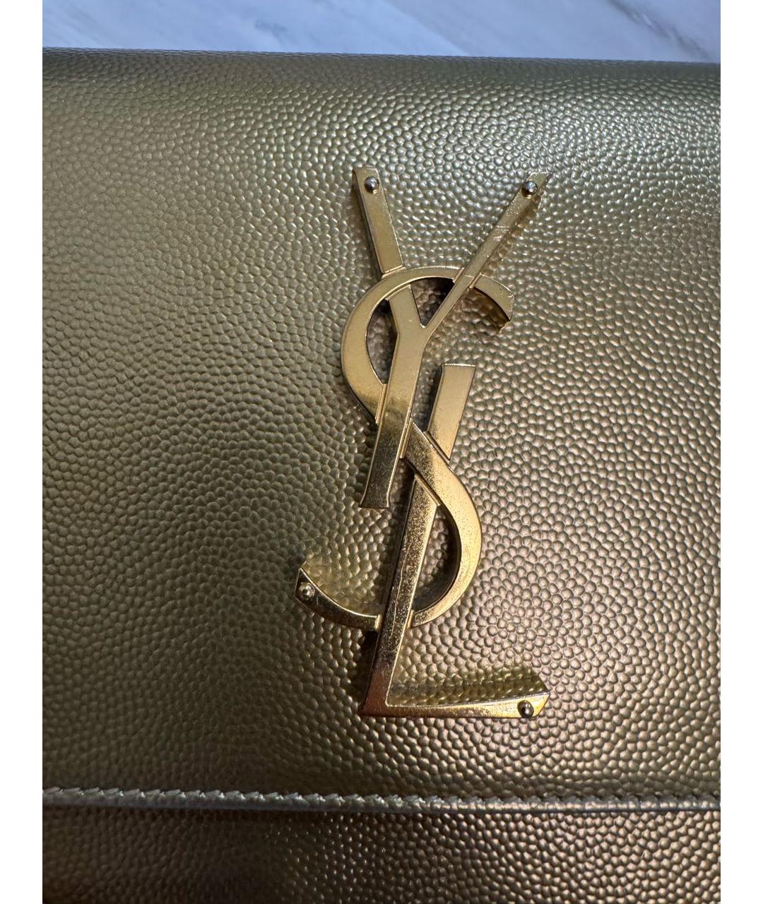 SAINT LAURENT Золотая кожаная сумка через плечо, фото 5