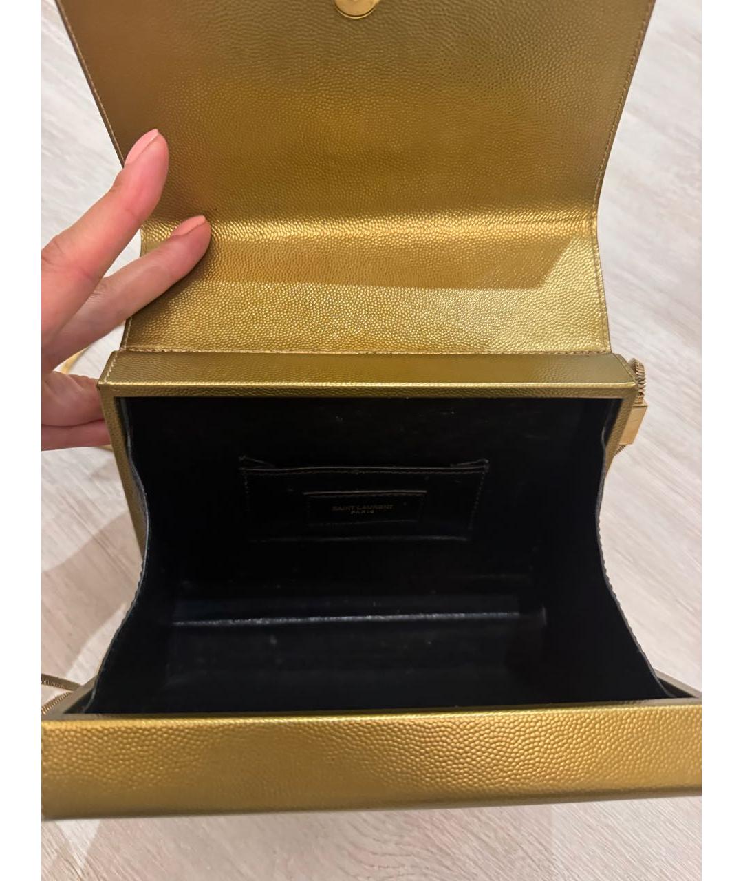 SAINT LAURENT Золотая кожаная сумка через плечо, фото 4